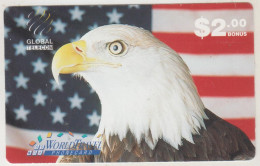 NEW ZEALAND - American Bald Eagle, Global Telecom Service  Prepaid Card, $2, Used - Nouvelle-Zélande