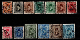 - EGYPTE - 1927 - YT N° 118 / 121 + 122 / 126 - Oblitérés - Roi Faroud III - 13 Valeurs - Usati