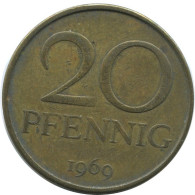 20 PFENNIG 1969 DDR EAST GERMANY Coin #AE110.U.A - 20 Pfennig