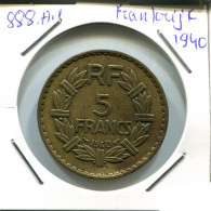 5 FRANCS 1940 FRANCIA FRANCE Moneda #AN381.E.A - 5 Francs