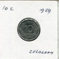 10 CENTIMOS 1959 ESPAGNE SPAIN Pièce #AR822.F.A - 10 Centesimi