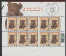 BELGIQUE 3096 XX Feuillet De 10 (5 X 2) Planche 2   LES DROITS DE L'ENFANT   - Ours En Peluche Démembré - Nuevos