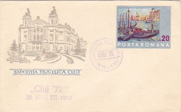 CLUJ NAPOCA PHILATELIC EXHIBITION, VENICE PAINTING STAMP, SPECIAL COVER, 1972, ROMANIA - Covers & Documents