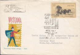 Poland Registered Einschreiben SWIEBODZICE 1958 Cover Brief Lettre On Ausstellung 'POlnische POst 400 Jahre' FDC Cover - Lettres & Documents