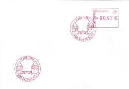 ATM107A Met Rode Stempel 15 Juli 2002 8500 Kortrijk Op Envelop - Covers & Documents