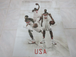 BASKET NBA POSTER 35 HARDEN IRVING DAVIS TEAM USA Au Dos PUB NIKE 12 BRON        - Otros & Sin Clasificación