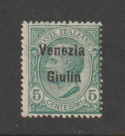 VENEZIA  GIULIA:  1918/19  SOPRASTAMPATO  -  15 C. VERDE  N.  -  SASS. 21 - Venezia Giulia