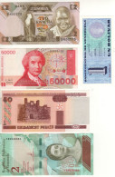 Lot Of 5 Banknotes Belarus 50, Croatia 50'000, Venezuela 1, & 2,  Zambia 2     All  UNC. - Andere & Zonder Classificatie