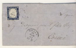 1862 - 1° Emissione 20 C. Indaco Su Letterina Da Biella Per Torino Del 10/08/1862 (Sassone N.2a) - 2 Immagini - Marcophilia