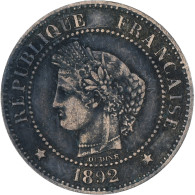 France, Cérès, 2 Centimes, 1892, Paris, TTB, Bronze, Gadoury:105, KM:827.1 - 2 Centimes