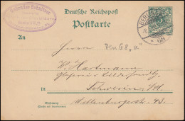Postkarte P 36I Ziffer Ohne DV Mit Wz.2, BERLIN 68 A - 8.1.1900 Nach Schwerin - Other & Unclassified