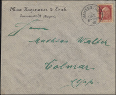 78II Luitpold 10 Pf. Type II Als EF Brief IMMENSATDT 5.10.1913 N. Colmar/Kolmar - Brieven En Documenten