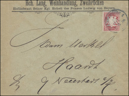 Bayern Wappen 10 Pf Als EF Auf Brief Weinhandlung Lang ZWEIBRÜCKEN 25.5.1902 - Brieven En Documenten