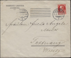 115A König Ludwig EF Auf Brief Moritz Leiter AUGSBURG 21.8.1916 Nach Tettnang - Brieven En Documenten