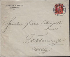 96Ia König Ludwig EF Auf Brief Moritz Leiter AUGSBURG 19.5.1916 Nach Tettnang - Brieven En Documenten