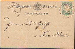 Postkarte P 8II Wappen 7  Pf. Grün Von FUERTH 5.1. Nach NEU-ULM 6.1. - Postal  Stationery