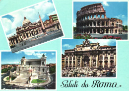 ROME, LAZIO, MULTIPLE VIEWS, ARCHITECTURE, COLOSSEUM, SCULPTURE, MONUMENT, CARS, FOUNTAIN, ITALY, POSTCARD - Other & Unclassified