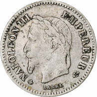 France, Napoleon III, 20 Centimes, 1867, Paris, TB+, Argent, KM:808.1, Le - 20 Centimes