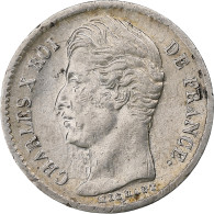 France, Charles X, 1/4 Franc, 1828, Strasbourg, Argent, TB+ - 25 Centimes