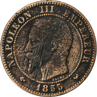 France, Napoléon III, 2 Centimes, 1855, Lille, Bronze, TB+, Gadoury:103 - 2 Centimes