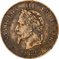 France, Napoléon III, 2 Centimes, 1862, Paris, Bronze, TTB, Gadoury:104 - 2 Centimes