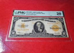 1922 USA $10 DOLLARS *GOLD CERTIFICATE NOTE* UNITED STATES BANKNOTE PMG 20 BILLETE USA COMPRA MULTIPLE CONSULTAR - Gold Certificates (1882-1922)