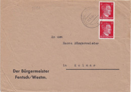 37731# HITLER LETTRE MAIRIE BURGERMAISTER Obl FENTSCH WESTMARK B 1943 FONTOY MOSELLE Pour COLMAR HAUT RHIN - Cartas & Documentos