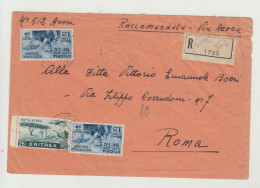 BUSTA SENZA LETTERA - RACCOMANDATA DEL 1938 VERSO ROMA - ANNULLO 10 REGG GRANATIERI DI SAVOIA - ETIOPIA WW2 - Marcophilie (Avions)