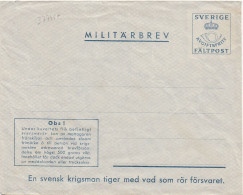 37745# MILITÄRBREV AVGIFTSFRITT FRANCHISE MILITAIRE SVERIGE SUEDE SWEDEN Faltpost Fieldpost Cover - Militaire Zegels