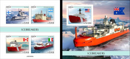 Liberia 2023, Icebreaker, 4val In BF +BF IMPERFORATED - Ships