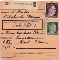 37752# COLIS POSTAL TANN ELS BITSCHWEILER 1944 THANN BITSCHWILLER HAUT RHIN ALSACE Pour SANATORIUM SAALES BAS - Cartas & Documentos