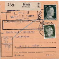 37754# COLIS POSTAL BENFELD UNTERELS 1944 BAS RHIN ALSACE Pour SANATORIUM SAALES BAS - Cartas & Documentos