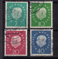 Germany, 1959- Definitive. 75th Bithday Of President Heuss. Lot Of Four Different Stamps. UsedNH. - Gebruikt