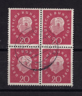 Germany, 1959- Definitive. 75th Birthday Of President Heuss. Plate Of Four Stamps. UsedNH. - Oblitérés