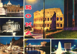 ROME, LAZIO, MULTIPLE VIEWS, ARCHITECTURE, FOUNTAIN, SCULPTURE, BRIDGE, COLOSSEUM, ITALY, POSTCARD - Other & Unclassified