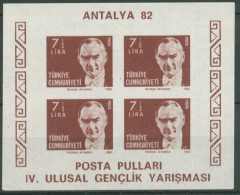 Türkei 1982 Jugend-Briefmarkenausstellung ANATLYA Block 22 B Postfrisch (C6713) - Hojas Bloque