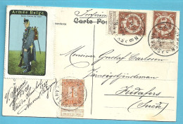 108+109 Op Kaart Stempel ANTWERPEN Met Vignet ARMEE BELGE  / GENIE TENUE DE ROUTE - 1912 Pellens