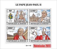 Burundi 2023, Pope J. Paul II, 4val In Block - Unused Stamps