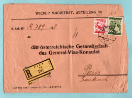Autriche - Lettre Recommandée De Wien Pour La France De 1928 - Grand Format : 19,3 X 13 5 Cm - Brieven En Documenten