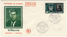 DAHOMEY - 1965 Enveloppe Premier Jour Mi.265 100fr President John F. Kennedy - TB - Benin – Dahomey (1960-...)