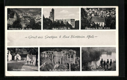 AK Grethen B. Bad Dürkheim, Ortspartien Mit Ev. Und Kath. Kirchen, Ruine Limburg, Herzogweiler  - Kirchen