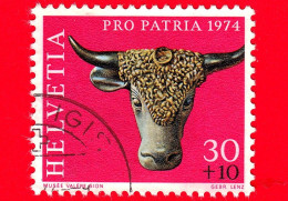SVIZZERA - Usato - 1974 - Pro Patria - Archeologia - Testa Di Toro In Bronzo Di Martigny (età Romana) - 30+10 - Used Stamps