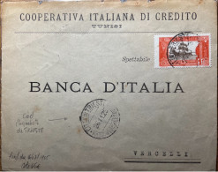 TUNISIE 1925 Yv.39A Oblitéré TàD Paquebot Italien " CITTA DI TRIESTE / PIROSCAFO POSTAL ITALIANE " /LSC Pour Vercelli - Covers & Documents