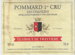 POMMARD 1er Cru - LES CHANLINS  - GUYBOUT DE FRAYTIÈRE    GILLY LES CITEAUX  21 VOUGEOT - Bourgogne