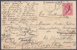 Pays-Bas - CP Affr. 5c Càd SLUIS /8 SEPT 1913 Pour Administrateur Territorial à KIMBUNDJI Katanga Congo Belge Via  South - Covers & Documents