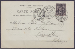 Levant - CP Paquebot "Orénoque" (postée à Bord) Affr. Sage 10c Càd "SMYRNE /25 AVRIL 1902/ TURQUIE D'ASIE" Pour BRUXELLE - Lettres & Documents