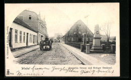 AK Wedel, Ansgarius Strasse Und Kriegerdenkmal, Pferdewagen  - Wedel