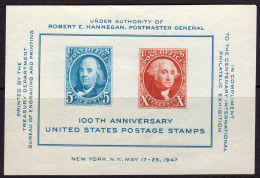 USA 1947 Centenary Of 1st US Postage Stamps MS. SG MS945. MNH - Nuovi