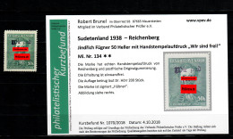 Sudetenland MiNr. 134, Postfrisch, **,  Auflage Ca. 200 Stück, Reichenberg, - Sudetenland