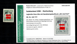 Sudetenland MiNr. 133, Postfrisch, **, Reichenberg, Auflage Ca. 200 Stück - Sudetenland